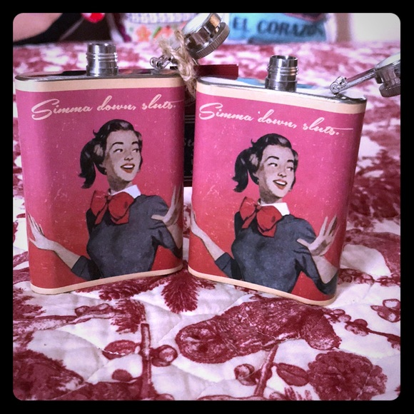 Simma Down Sluts Flasks - Picture 1 of 2